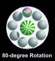Looking directly down at the model - 80-degree rotation per 24-frame animation sequence