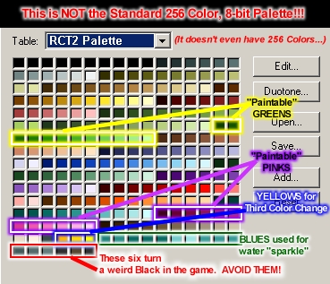 RCT2 Color Table...not QUITE standard (as you might have guessed)