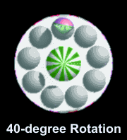 Looking directly down at the model - 40-degree rotation per 24-frame animation sequence