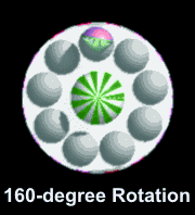 Looking directly down at the model - 160-degree rotation per 24-frame animation sequence